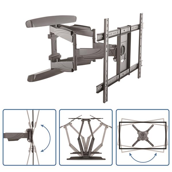 Full Motion Flat-Screen TV Wall Mount - Heavy Duty Steel for 32-70 Inch TVs - 99lb Capacity