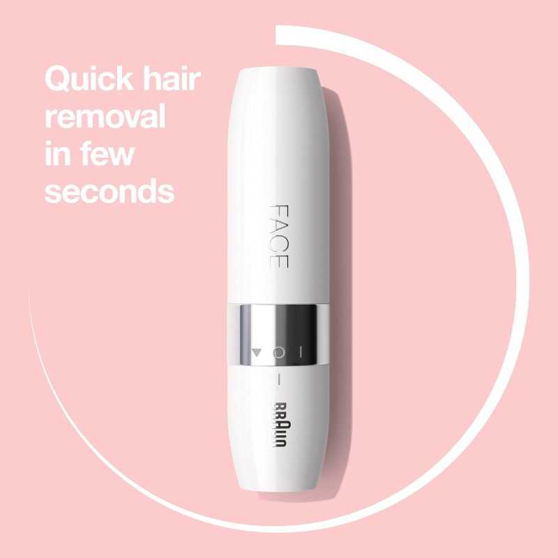 Braun FS1000 Face Mini Hair Remover in white, showcasing its Smartlight feature for precise facial hair removal.