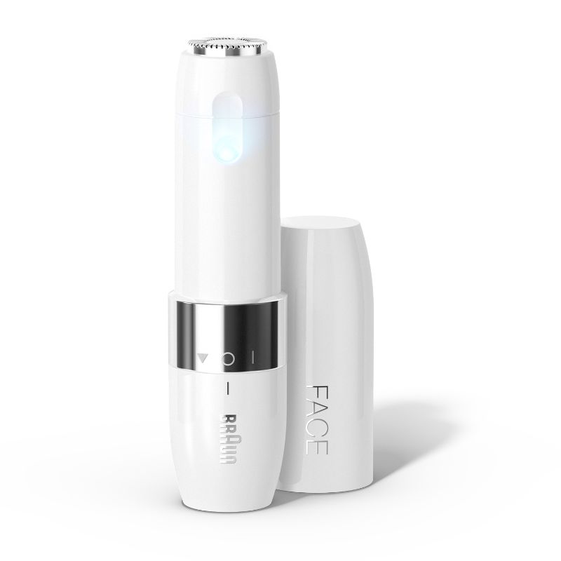 Braun FS1000 Face Mini Hair Remover in white, featuring Smartlight for precise and gentle facial hair removal.