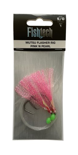 Fishtech 5/0 Mutsu Economy Flasher Rig - Pink n Pearl
