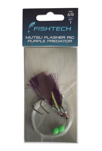 Fishtech 5/0 Mutsu Economy Flasher Rig - Purple Predator