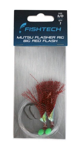Fishtech 5/0 Mutsu Economy Flasher Rig - Red n Ready