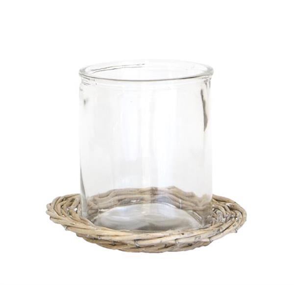 Candle Holder w/ Round Willow Base - Large