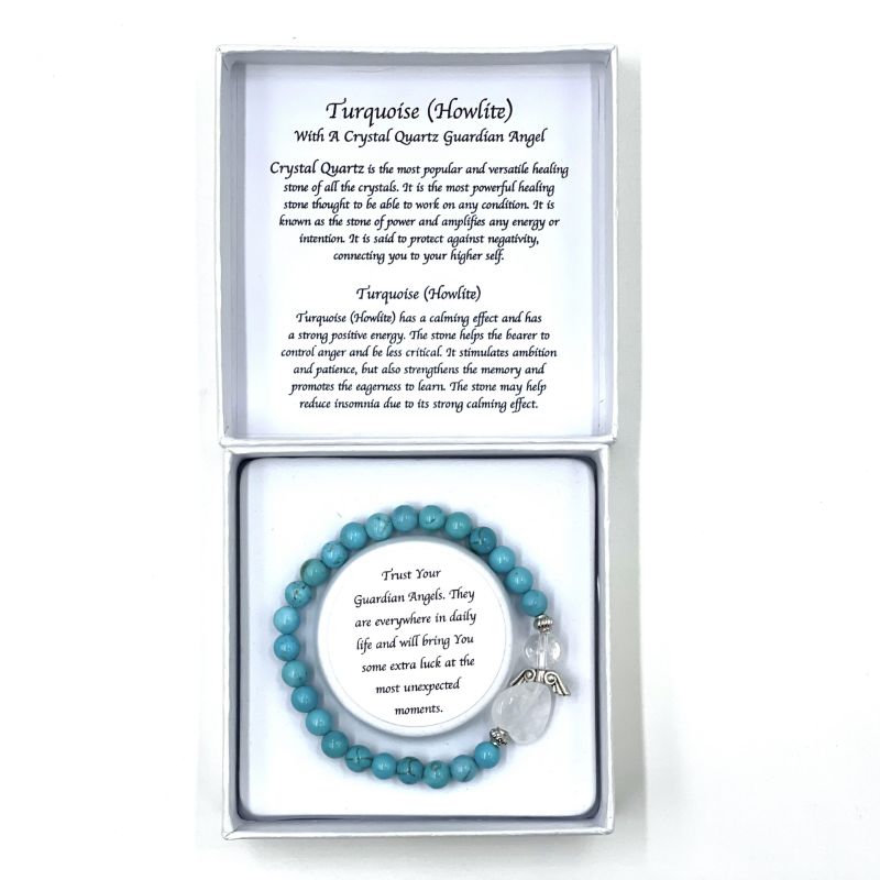 Bracelet - Turquoise Crystal Heart Guardian Angel