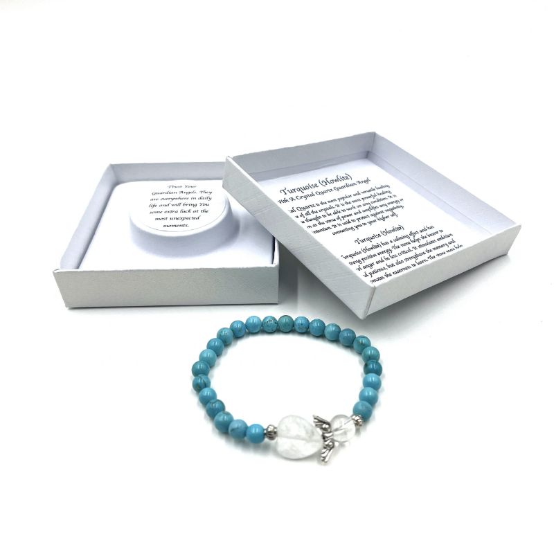 Bracelet - Turquoise Crystal Heart Guardian Angel