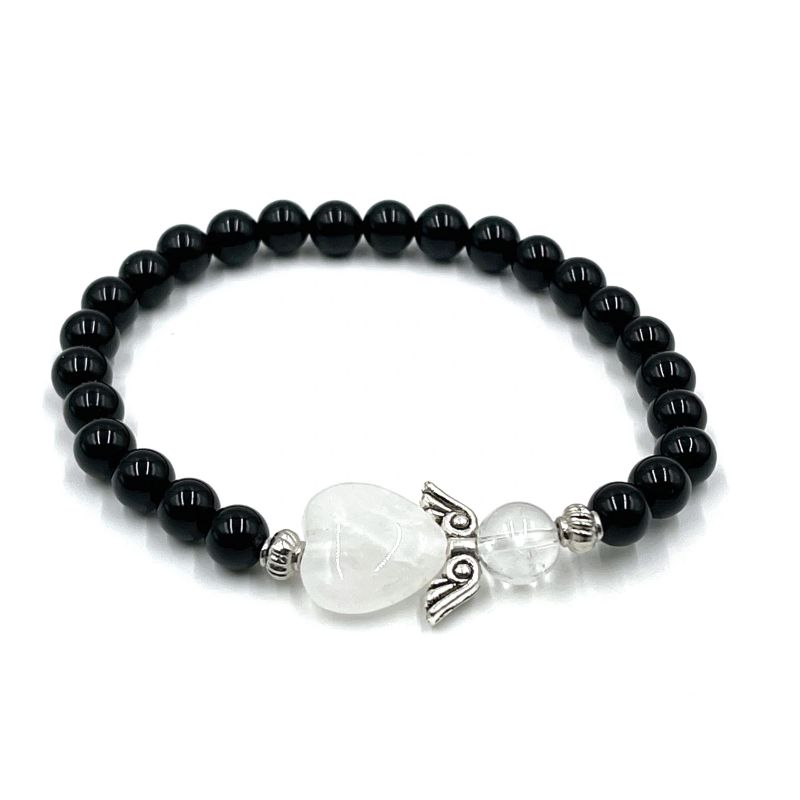 Bracelet - Onyx Crystal Heart Guardian Angel