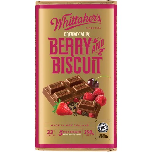 Whittakers Block Berry and Biscuit 250g - Carton of 12
