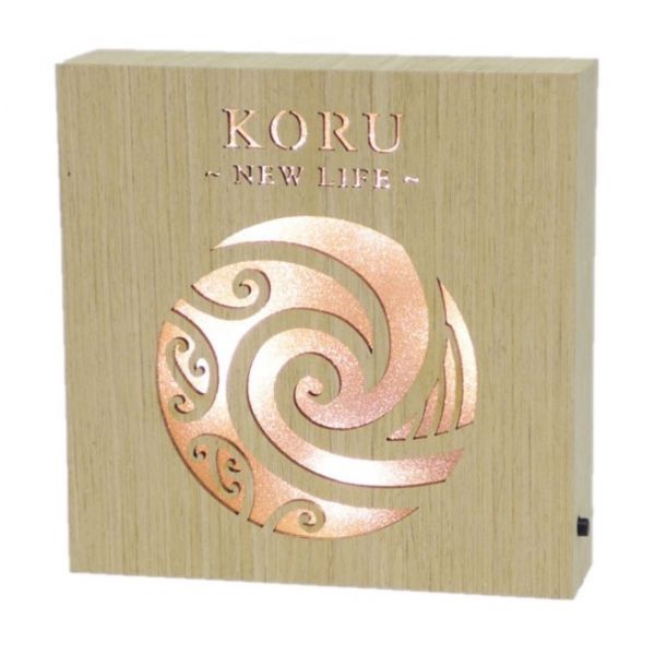 Kiwiana - Koru New Life Wooden LED Block