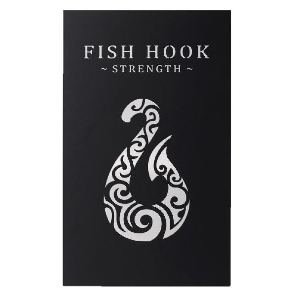 Fish Hook Metal Wall Art Black