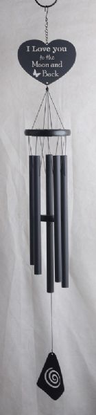 Love You To The Moon And Back Wind Chime 40" Black
