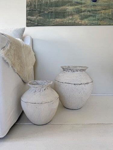 Lombok Urn - Ivy Dappled Whitewash Small (30 x 32cm)