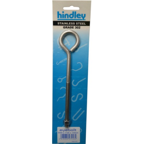 Stainless Eyebolt 200x156x10mm Carded Hindley