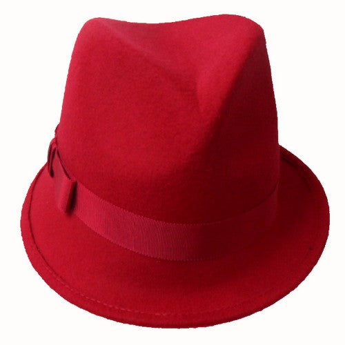 Felt Trilby With Petersham Rib - Red