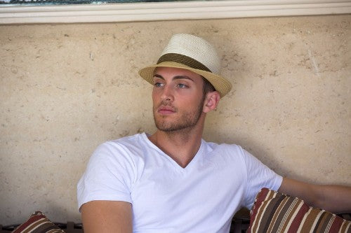 Unisex Colour Block Trilby - Tan