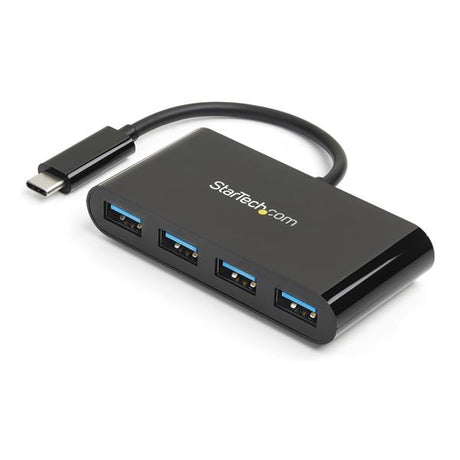 4-Port USB-C to USB-A Hub with USB 3.0, ideal for connecting multiple devices on Mac, Windows, and Linux.