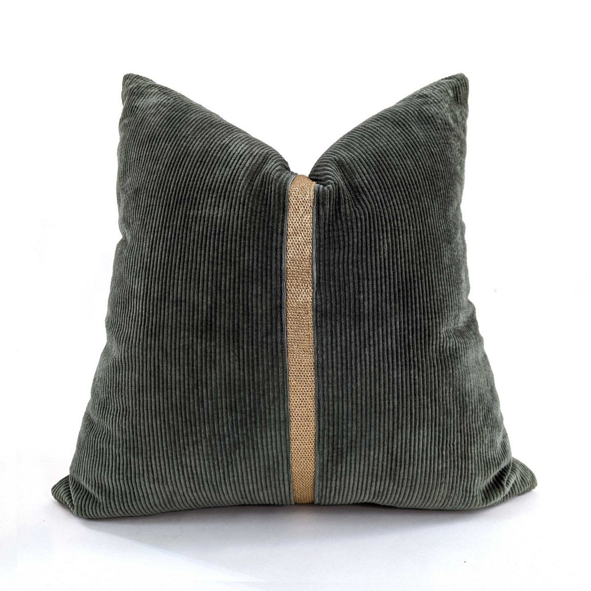 CUSHION COVER - BRAID - GREEN / GOLD - 550x550
