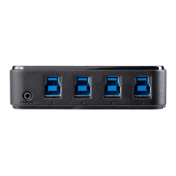 4-Port USB 3.0 switch for Mac, Windows, Linux; share devices easily with fast data transfer and remote selector.