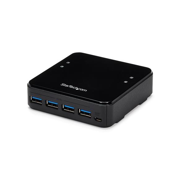 4-Port USB 3.0 switch for sharing devices between multiple computers with fast data transfer and easy remote selection.