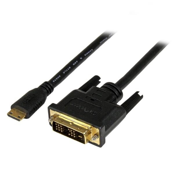 2m Mini HDMI to DVI-D Cable for Cameras, Tablets & Laptops - High-Def Video & Audio