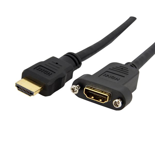 High-Speed 91 cm (3 ft) HDMI Cable for Panel Mount - Male to Female Connector