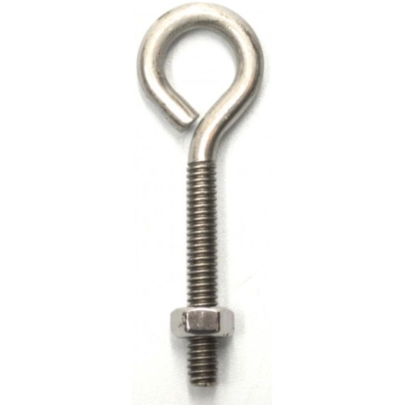 Durable stainless steel eye bolts 3 x 1/4'' for secure tie-downs and lifting operations, ideal for construction and DIY projects.
