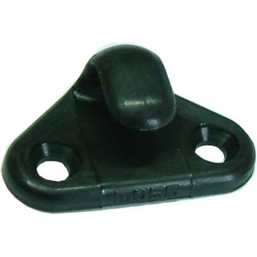 Durable 44mm black lashing hook for securing tarpaulins and gear, made from UV resistant nylon for outdoor use.