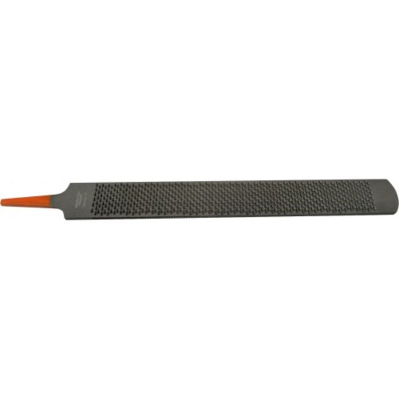 Durable 14" horse rasp with ergonomic handle, dual-sided for bulk grooming and fine detailing, crafted from high carbon steel.