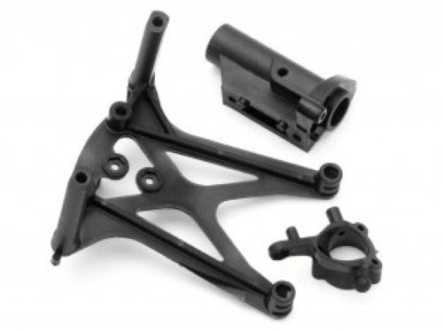 Durable mount set for Micro RS4, enhancing stability and performance during RC racing.