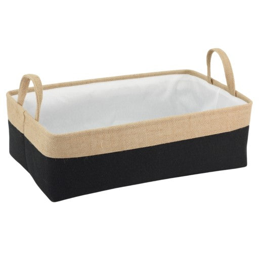 Large Rectangle Black Jute Bag with Handles