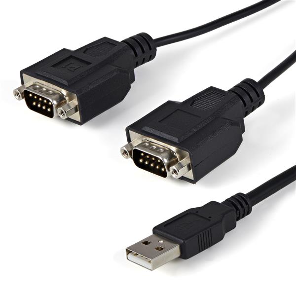 2 Port USB to RS232 Serial Adapter Cable with FTDI Chipset & COM Retention - Multi OS Compatible