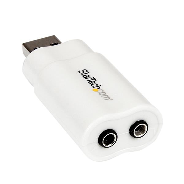 USB audio adapter for headset and microphone, compact design for seamless PC and Mac connectivity.