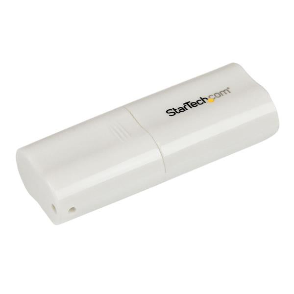 USB audio adapter for headset and microphone, compact design for easy connection to PC and Mac, supports mono input.
