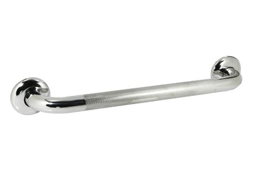 600mm Knurled Straight Grab Rail - Polished Stainless Steel