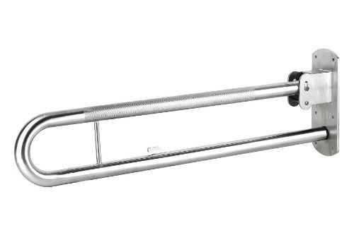 800mm Fold Down Rail with Toilet Roll Holder - Brushed Stainless Steel