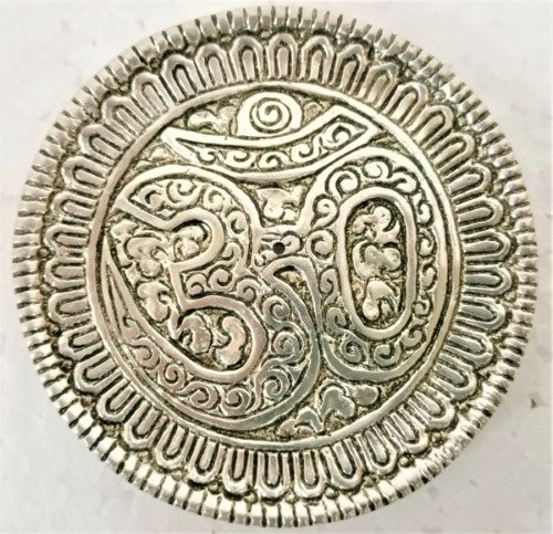 Incense Holder - White Metal Round OM (9cm)