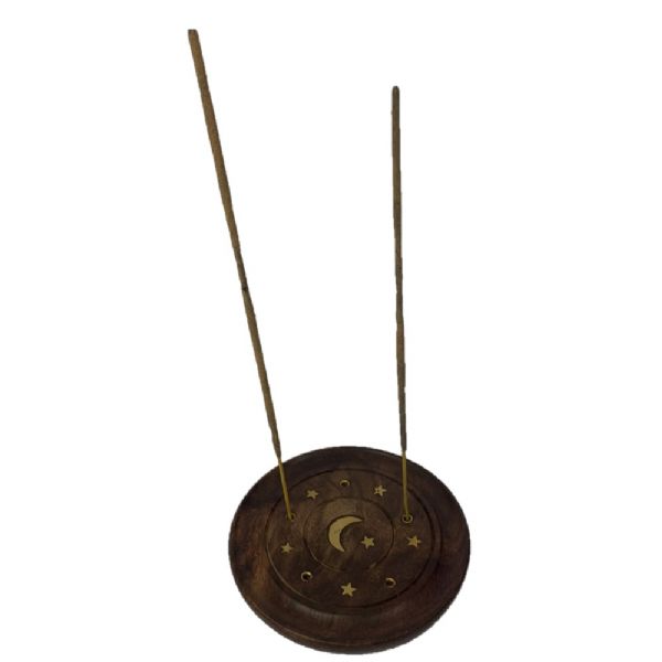 Incense Holder - Moon & Star Round Incense Plate 4 inch