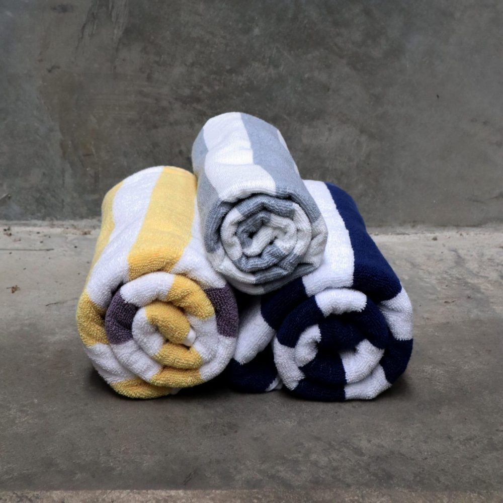 Pool Towel - Weavers Striped 150cm (Yellow/Purple)