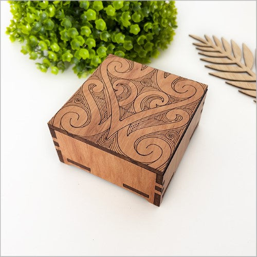 Small Trinket Box: Ta Moko 3 Square Trinket Box