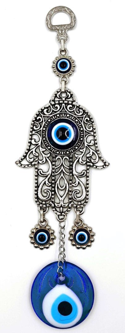 Wall Hanging - Hamsa Evil Eye Metal and Glass (Set of 3)