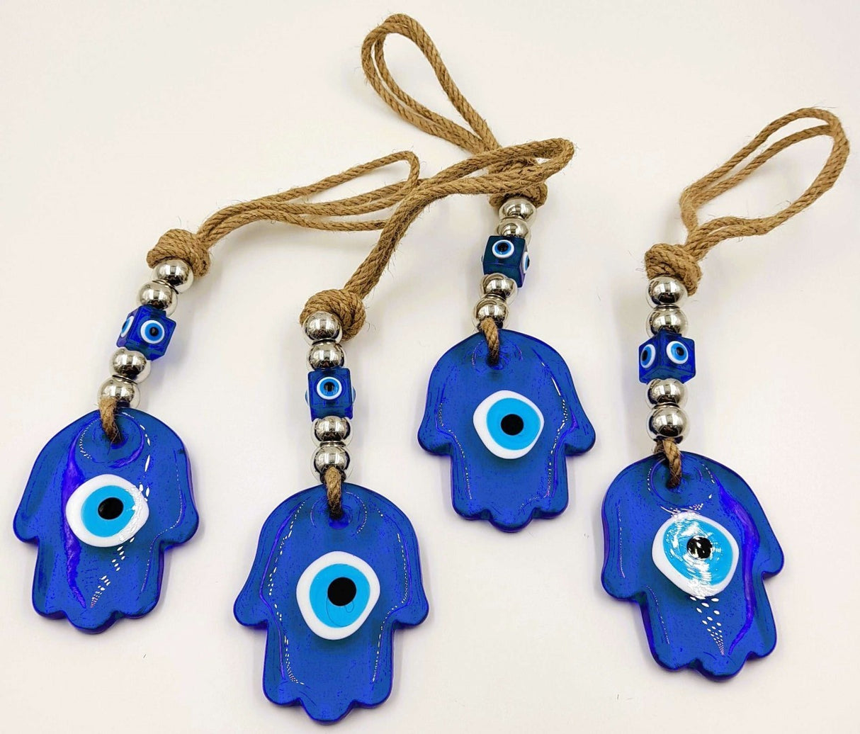 Wall Hanging - Turkish Glass Hamsa Evil Eye (Set of 4)
