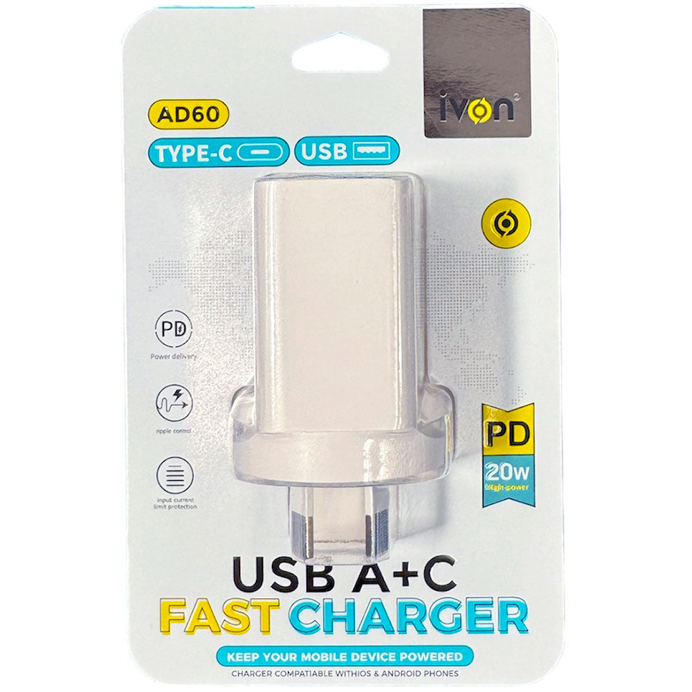 IVON AD60 Fast Charger USB A + C