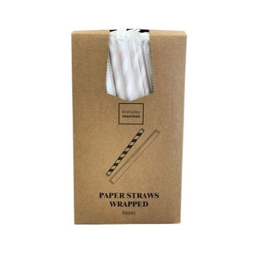 Paper Straws 6x197 Wrapped- Red & Wh Ctn - 20 X 250 Straws