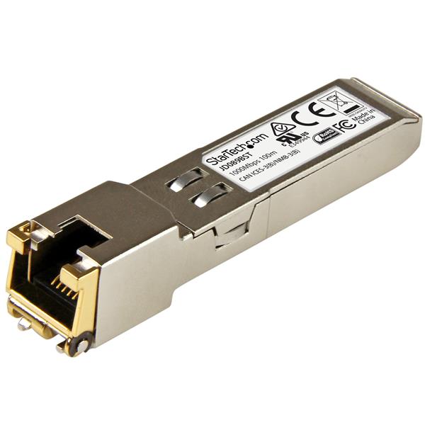 HP JD089B compatible Gigabit RJ45 Copper SFP transceiver for 1Gbps speeds, 100m range, ideal for seamless networking.