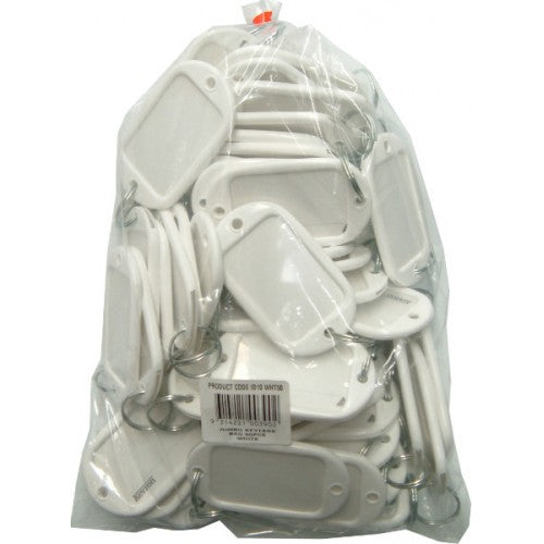 Key Tag "Jumbo" White Bag Of 50pce