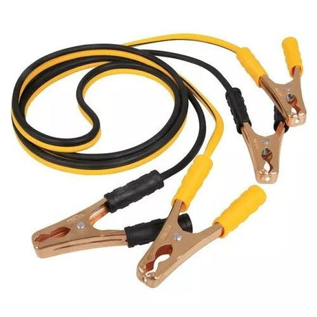Premium 125amp battery booster leads, 2.5m long, featuring durable clips for secure connections and easy storage.