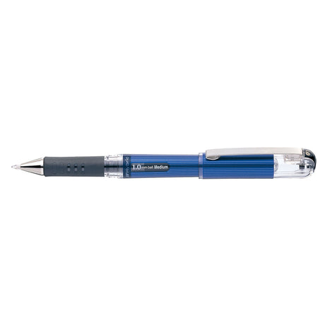 Pack of 12 Pentel Hybrid Gel Grip DX roller pens with black ink, designed for comfort and extended writing sessions.