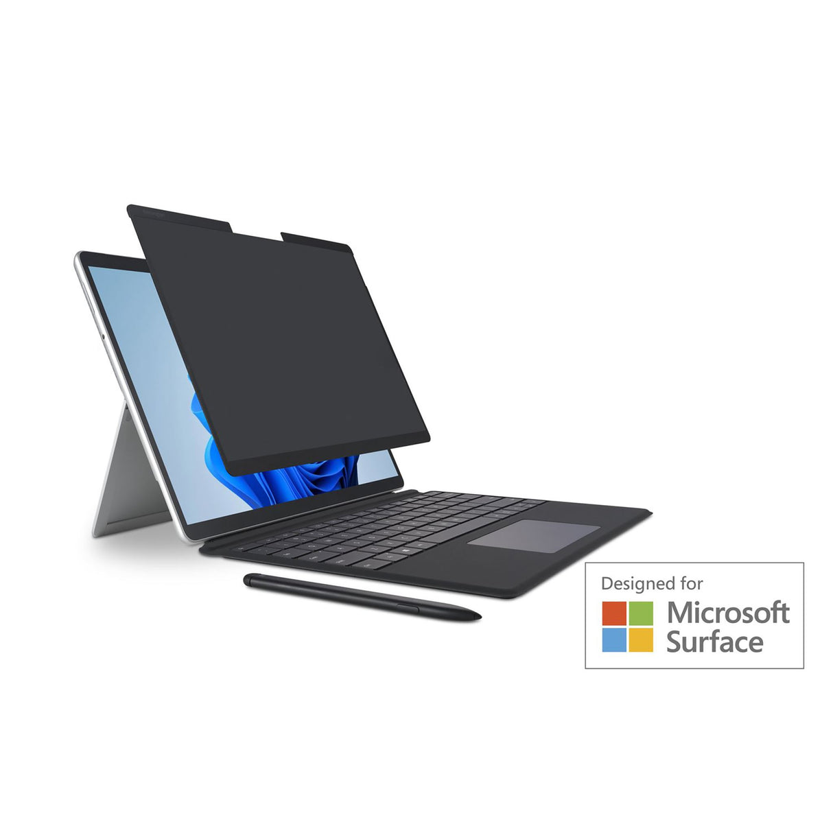 Magnetic privacy screen for Surface Pro 8, reducing glare, fingerprints, and blue light while ensuring privacy.