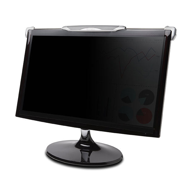 Kensington Snap2 Privacy Screen for 22-24" monitors, filters blue light, protects privacy, and reduces glare.