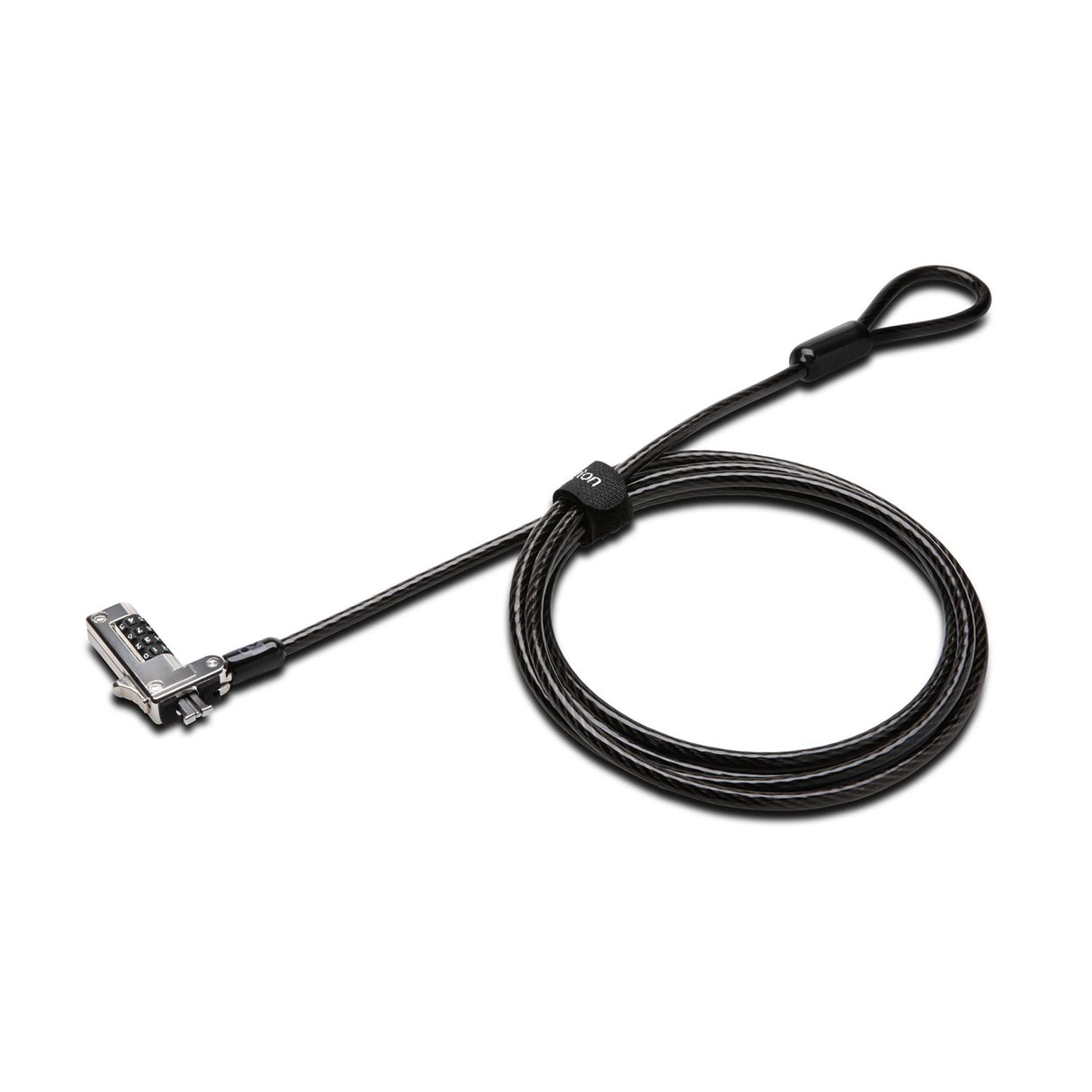 Kensington Slim Combination Lock designed for ultra-thin laptops, featuring a tough lock head and flexible cable for stable securing.