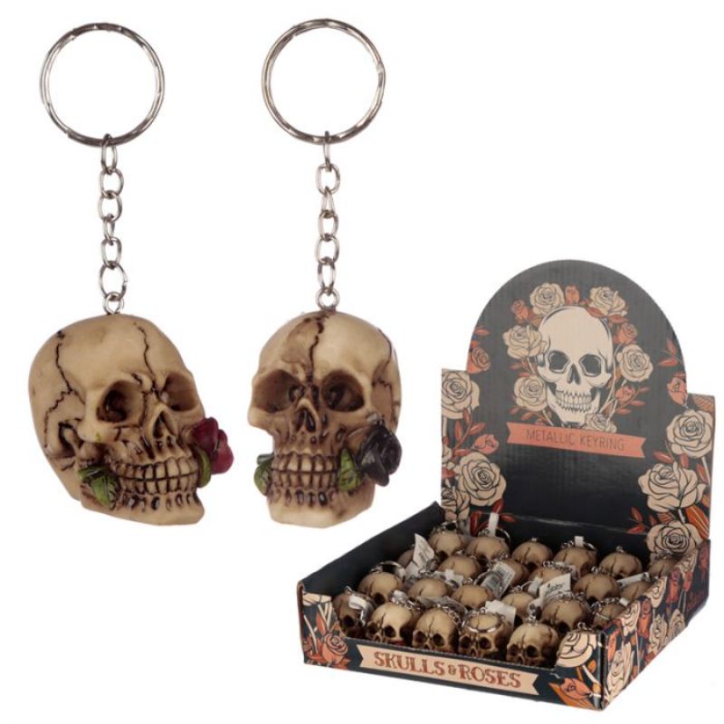 Keyring - Skulls and Roses Skull (Set of 24 Assorted)